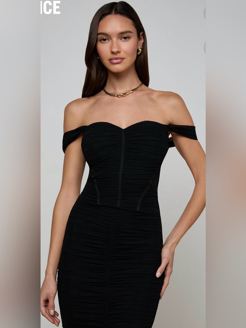 L'AGENCE Asuka Mesh Corset Tube Top — Black